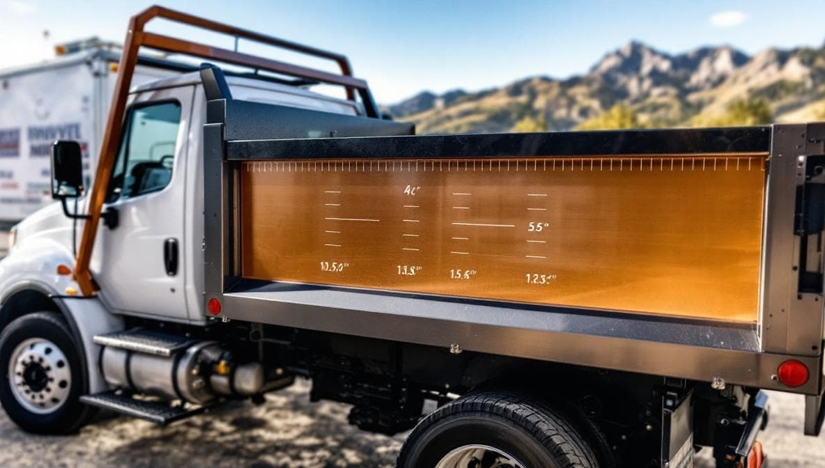 Junk removal truck with volume measurement markings